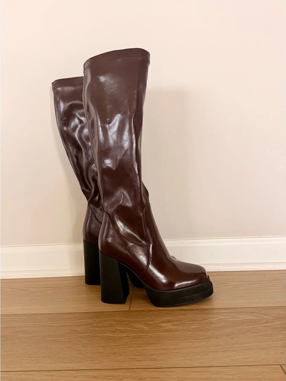 Women's Tall Platform Block Heel Over-the-Knee Boots - Dark Brown. NEVER WORN.